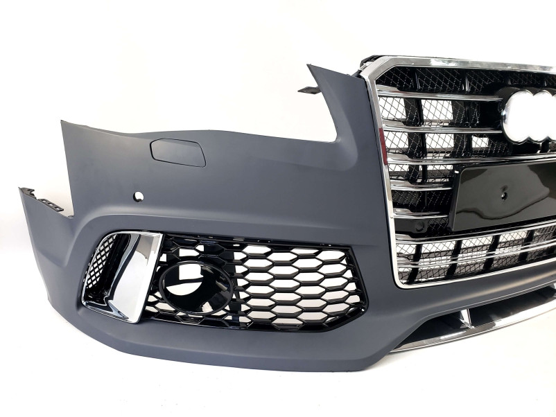 Передній бампер  ( з решіткою в стилі W12 V1 ) на Audi A8 D4 2010-2014 року
