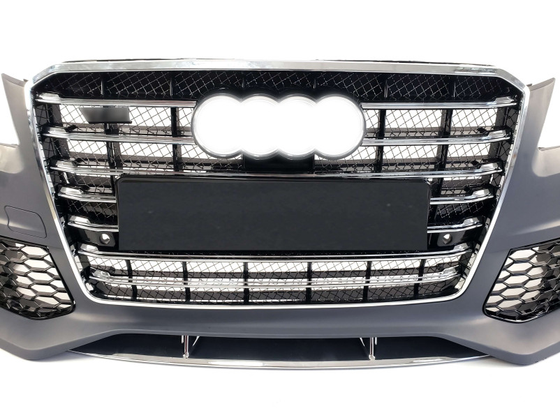 Передній бампер  ( з решіткою в стилі W12 V1 ) на Audi A8 D4 2010-2014 року
