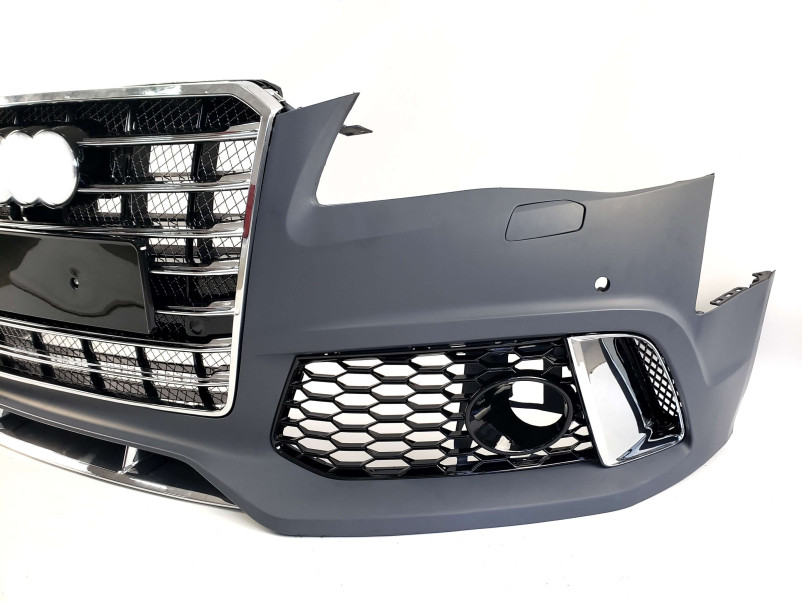 Передній бампер  ( з решіткою в стилі W12 V1 ) на Audi A8 D4 2010-2014 року