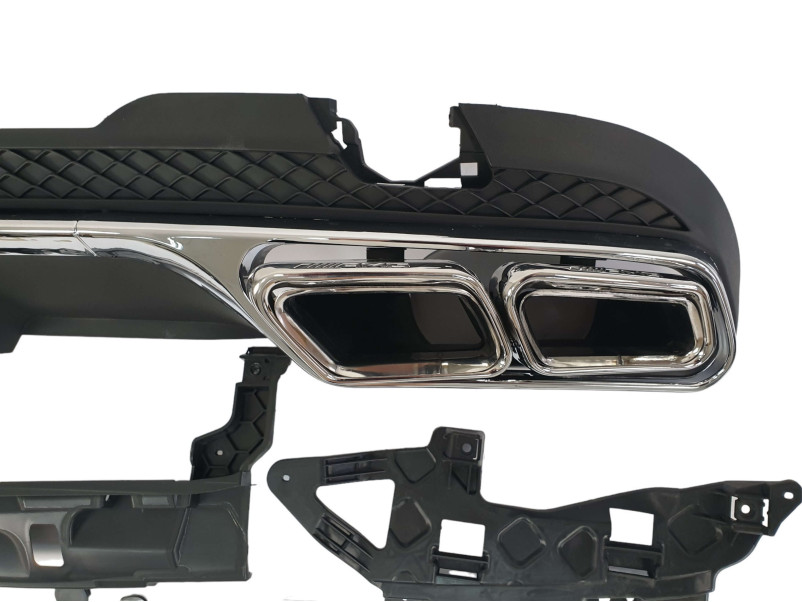 Дифузор ( заднього бампера ) Chrome Black / Chrome Pipe ( стиль AMG E63 )  на Mercedes-Benz E-Class W212 2013-2016 року