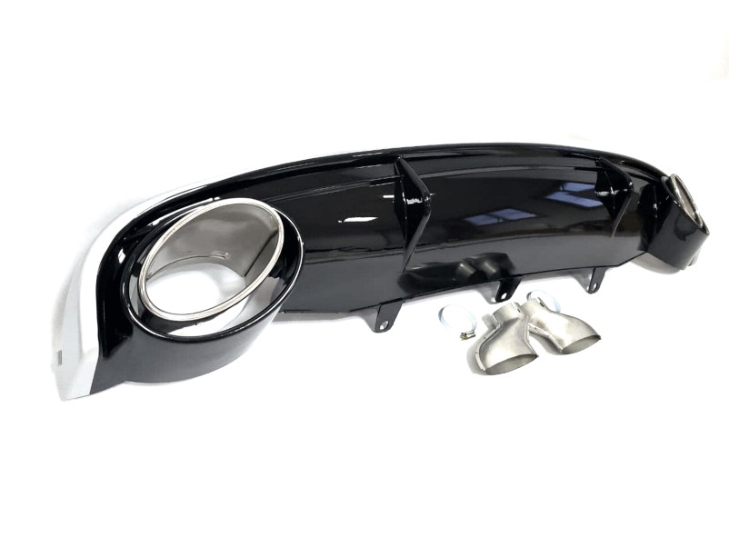 Дифузор ( заднього бампера ) Black Silver / Chrome Pipe ( в стилі RS7 ) на Audi A7 4G 2010-2014 року