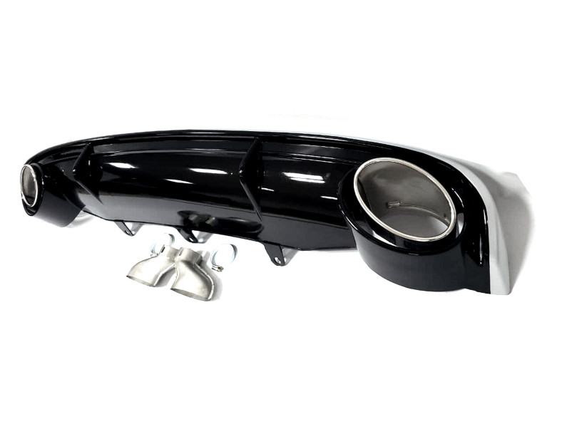 Дифузор ( заднього бампера ) Black Silver / Chrome Pipe ( в стилі RS7 ) на Audi A7 4G 2010-2014 року