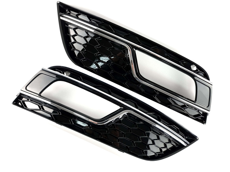 Решітки в бампер Chrome Black ( в стилі RS4 ) на Audi A4 B8 2011-2015 року