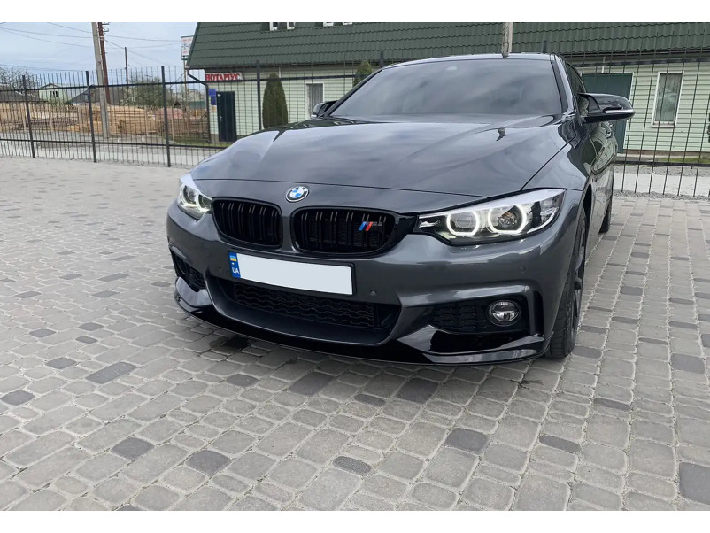 Губа ( переднього бампера ) Чорний глянець ( M-Performance ) V2  на BMW 4 Series F32 / F33 2013-2020 року