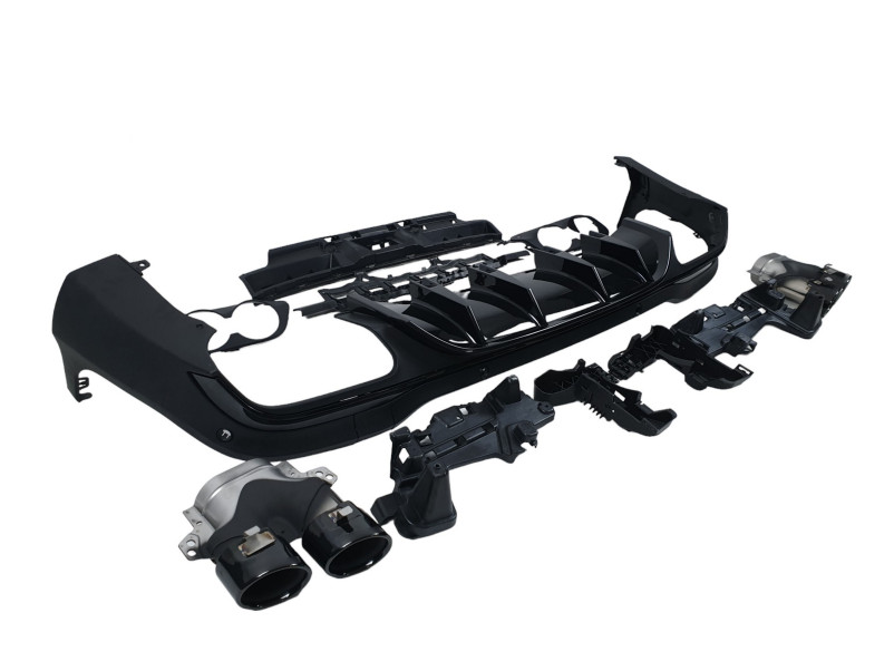 Дифузор ( заднього бампера ) Full Black / Black Pipe ( стиль GLC43 ) на Mercedes-Benz GLC-Class X253 2019-2022 року