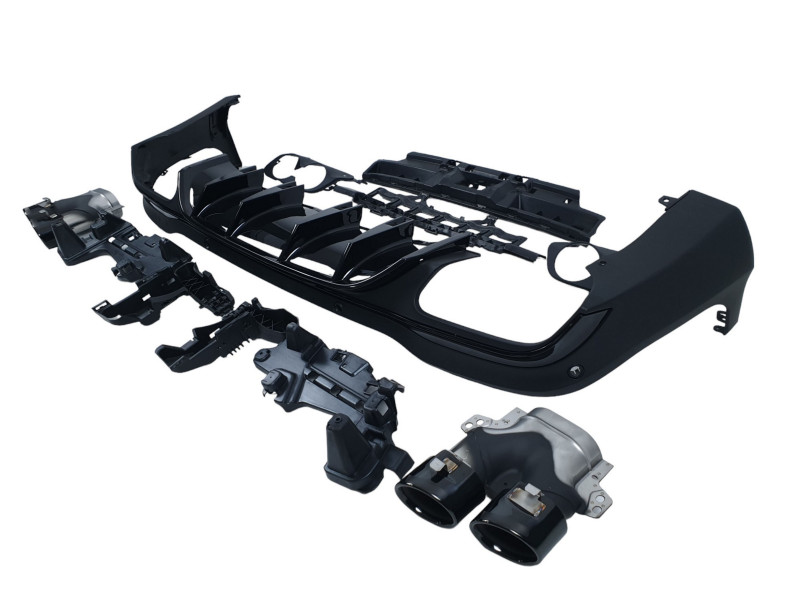 Дифузор ( заднього бампера ) Full Black / Black Pipe ( стиль GLC43 ) на Mercedes-Benz GLC-Class X253 2019-2022 року