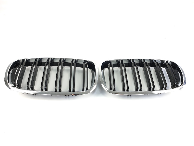 Ніздрі Чорний глянець / Хром рамка ( Подвійні M-Look ) на BMW X5 E70 2010-2013 року