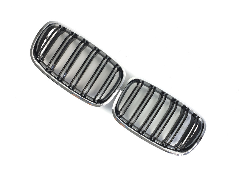 Ніздрі Чорний глянець / Хром рамка ( Подвійні M-Look ) на BMW X5 E70 2010-2013 року