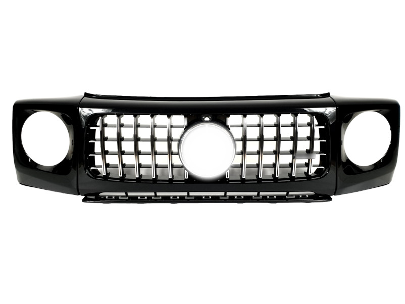 Решітка радіатора Chrome Black + рамки на фари GT на Mercedes-Benz G-Class W463 2018-2025 року