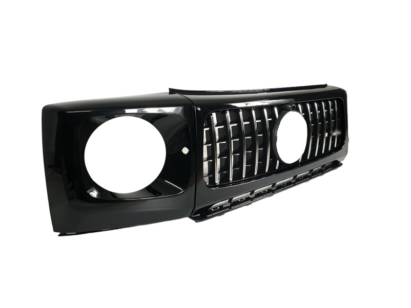 Решітка радіатора Chrome Black + рамки на фари GT на Mercedes-Benz G-Class W463 2018-2025 року