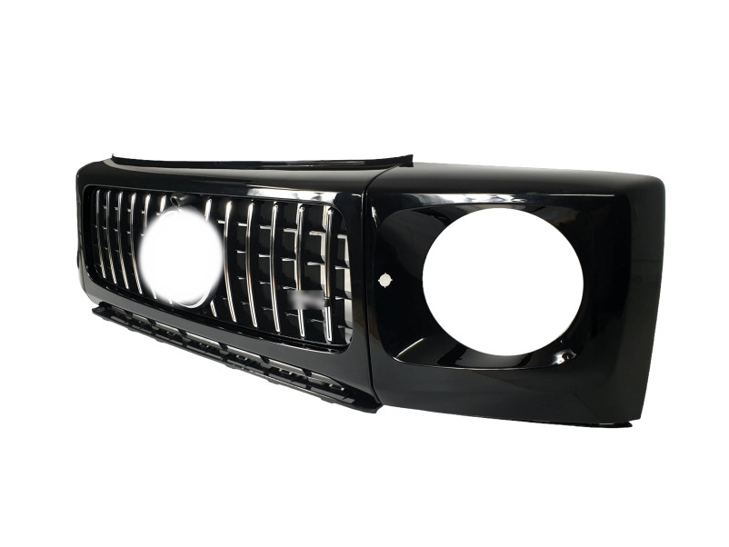 Решітка радіатора Chrome Black + рамки на фари GT на Mercedes-Benz G-Class W463 2018-2025 року