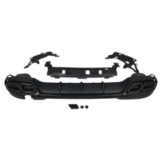 Дифузор ( заднього бампера ) Full Black / Black Pipe ( стиль AMG E63 ) на Mercedes-Benz E-Class W212 2013-2016 року