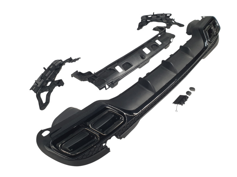 Дифузор ( заднього бампера ) Full Black / Black Pipe ( стиль AMG E63 ) на Mercedes-Benz E-Class W212 2013-2016 року