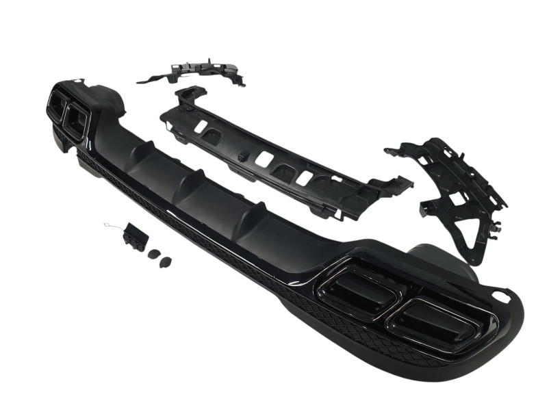 Дифузор ( заднього бампера ) Full Black / Black Pipe ( стиль AMG E63 ) на Mercedes-Benz E-Class W212 2013-2016 року