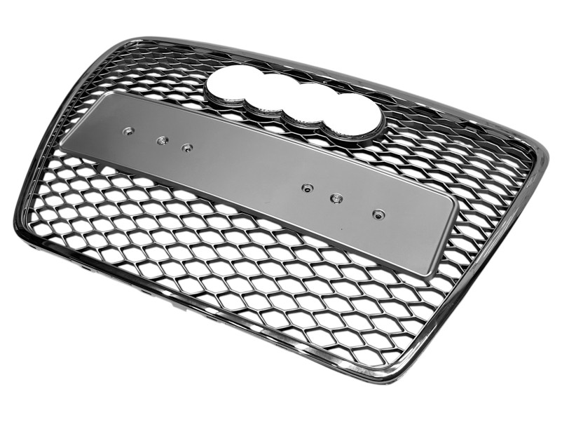 Решітка радіатора Silver Chrome ( в стилі RS6 ) без PDC на Audi A6 C6 2004-2011 року