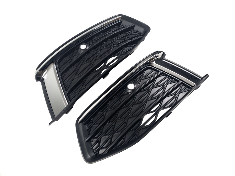 Решітки в бампер Chrome Black  на Audi A6 C8 2018-2023 року