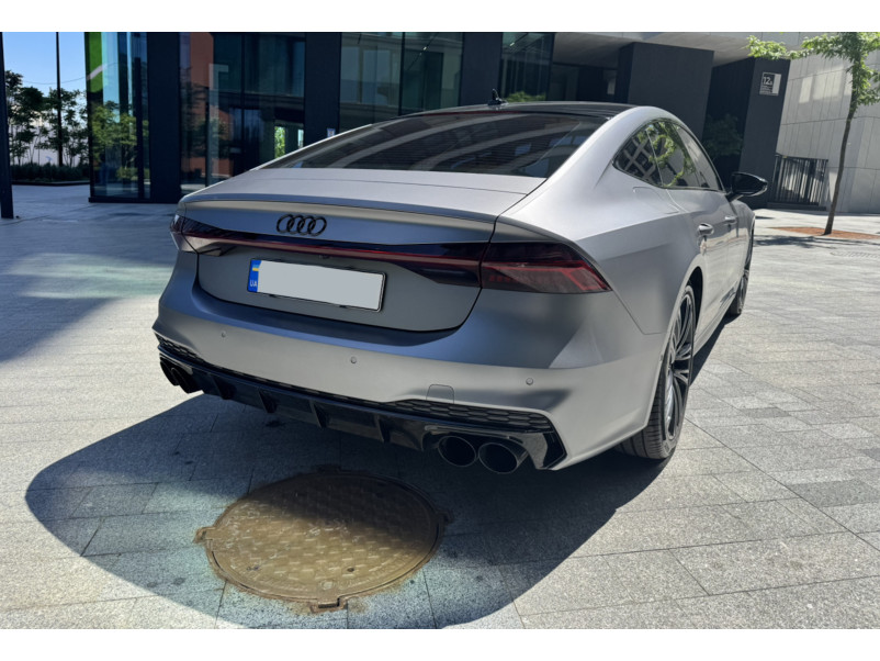 Дифузор ( заднього бампера ) Full Black / Black Pipe ( в стилі S7 ) S-Line на Audi A7 4K 2017-2023 року