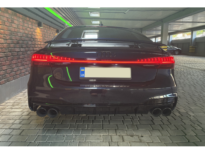 Дифузор ( заднього бампера ) Full Black / Black Pipe ( в стилі S7 ) S-Line на Audi A7 4K 2017-2023 року