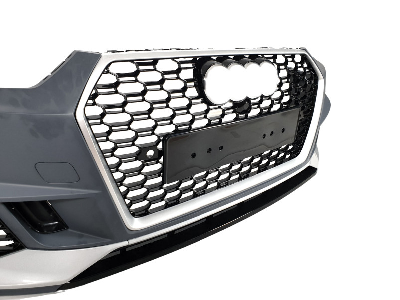 Передній бампер  ( в стилі RS4 без радарів V3 ) на Audi A4 B9 2015-2019 року