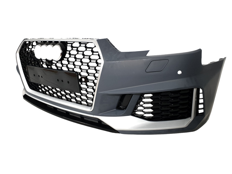 Передній бампер  ( в стилі RS4 без радарів V3 ) на Audi A4 B9 2015-2019 року