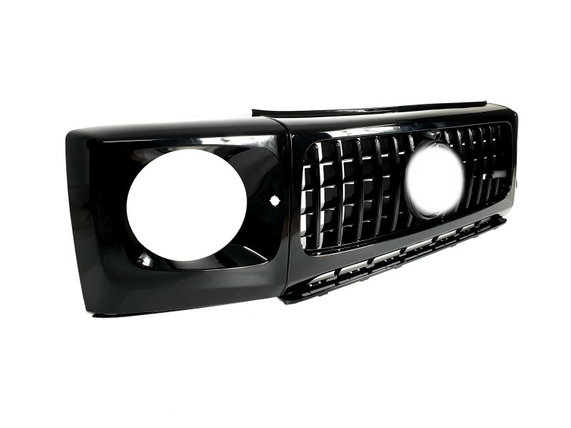 Решітка радіатора Full Black + рамки на фари GT на Mercedes-Benz G-Class W463 2018-2025 року