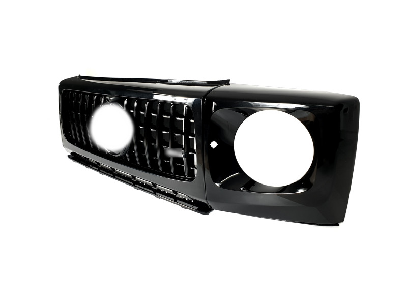 Решітка радіатора Full Black + рамки на фари GT на Mercedes-Benz G-Class W463 2018-2025 року