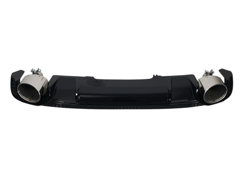 Дифузор ( заднього бампера ) Full Black / Chrome Pipe ( в стилі RS4 ) V3 S-Line на Audi A4 B9 2015-2019 року