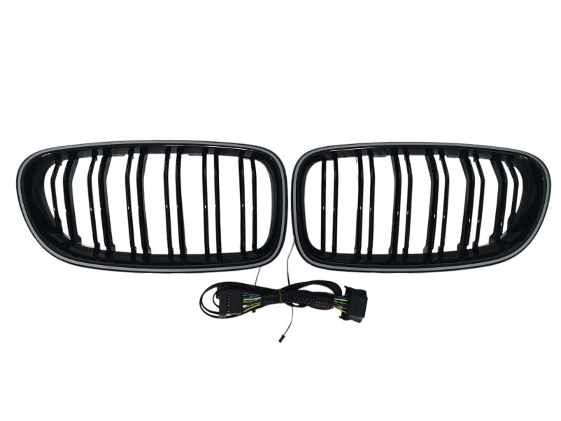Ніздрі Чорний глянець LED ( Iconic Glow ) 2bar на BMW 5 Series F10 / F11 2010-2017 року