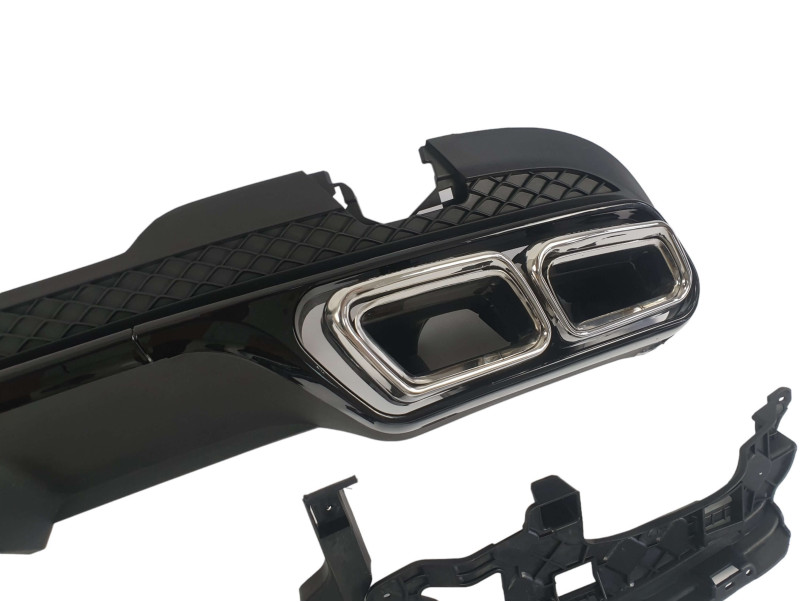 Дифузор ( заднього бампера ) Full Black / Chrome Pipe ( стиль AMG E63 ) на Mercedes-Benz E-Class W212 2013-2016 року